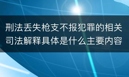 刑法丢失枪支不报犯罪的相关司法解释具体是什么主要内容