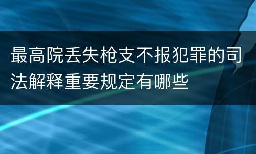 最高院丢失枪支不报犯罪的司法解释重要规定有哪些