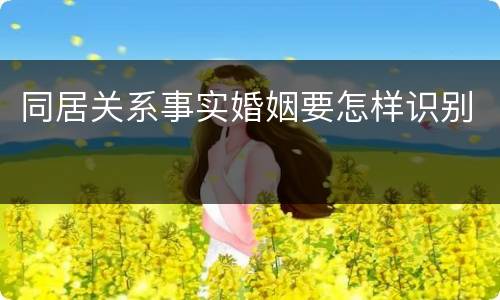 同居关系事实婚姻要怎样识别