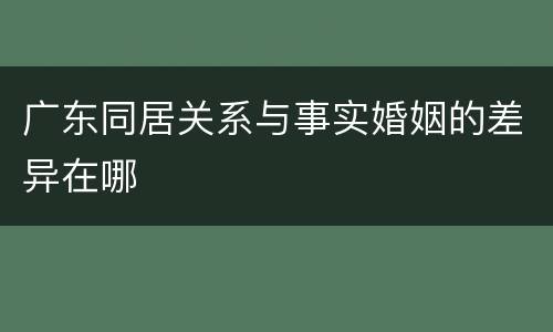 广东同居关系与事实婚姻的差异在哪