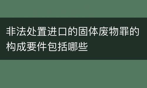 非法处置进口的固体废物罪的构成要件包括哪些