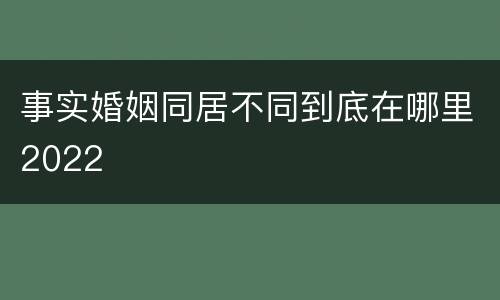 事实婚姻同居不同到底在哪里2022