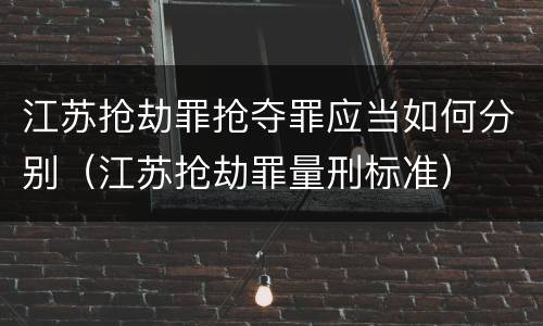 江苏抢劫罪抢夺罪应当如何分别（江苏抢劫罪量刑标准）