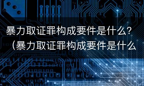 暴力取证罪构成要件是什么？（暴力取证罪构成要件是什么）