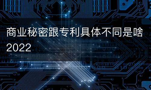 商业秘密跟专利具体不同是啥2022