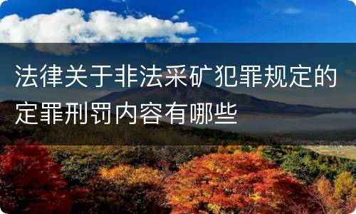 法律关于非法采矿犯罪规定的定罪刑罚内容有哪些