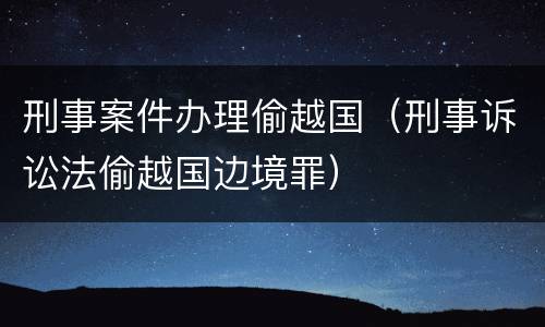 刑事案件办理偷越国（刑事诉讼法偷越国边境罪）