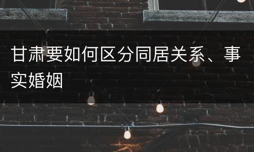 甘肃要如何区分同居关系、事实婚姻