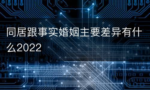 同居跟事实婚姻主要差异有什么2022