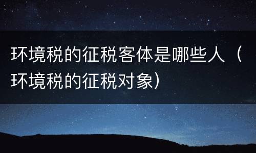 环境税的征税客体是哪些人（环境税的征税对象）