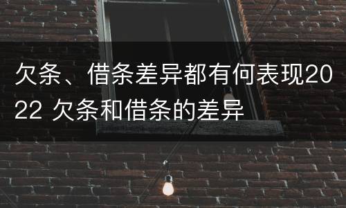 欠条、借条差异都有何表现2022 欠条和借条的差异