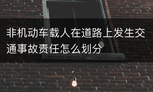 非机动车载人在道路上发生交通事故责任怎么划分