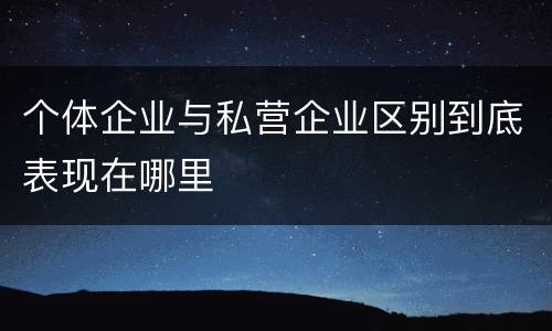 个体企业与私营企业区别到底表现在哪里