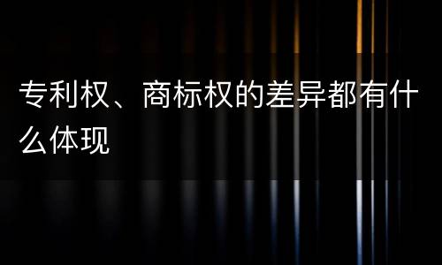 专利权、商标权的差异都有什么体现