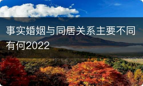 事实婚姻与同居关系主要不同有何2022