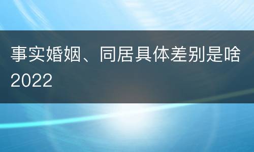 事实婚姻、同居具体差别是啥2022