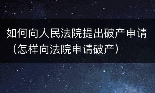 如何向人民法院提出破产申请（怎样向法院申请破产）