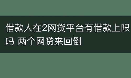 借款人在2网贷平台有借款上限吗 两个网贷来回倒