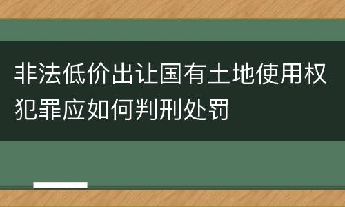 非法低价出让国有土地使用权犯罪应如何判刑处罚