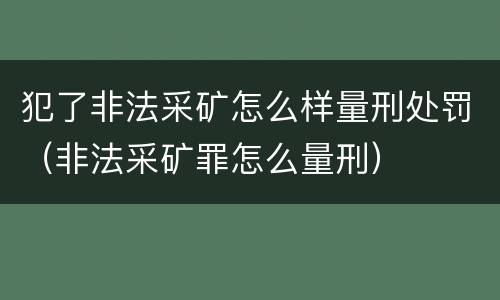 犯了非法采矿怎么样量刑处罚（非法采矿罪怎么量刑）