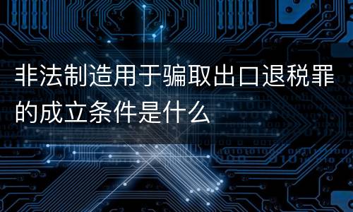 非法制造用于骗取出口退税罪的成立条件是什么