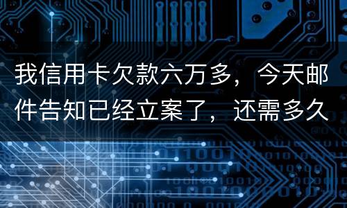 我信用卡欠款六万多，今天邮件告知已经立案了，还需多久会被抓走？我年底才能还清钱