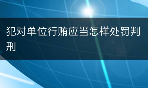 犯对单位行贿应当怎样处罚判刑