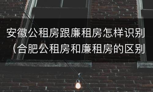 安徽公租房跟廉租房怎样识别（合肥公租房和廉租房的区别）