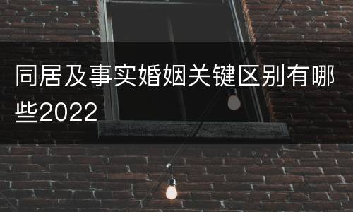 同居及事实婚姻关键区别有哪些2022