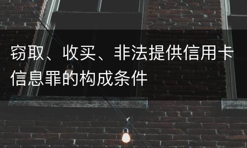 窃取、收买、非法提供信用卡信息罪的构成条件