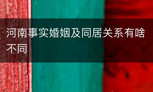 河南事实婚姻及同居关系有啥不同