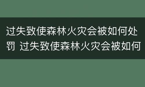 过失致使森林火灾会被如何处罚 过失致使森林火灾会被如何处罚呢