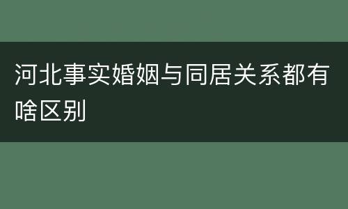 河北事实婚姻与同居关系都有啥区别