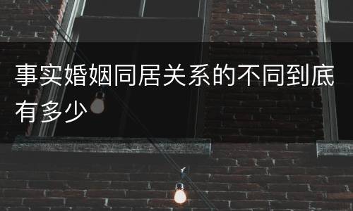 事实婚姻同居关系的不同到底有多少