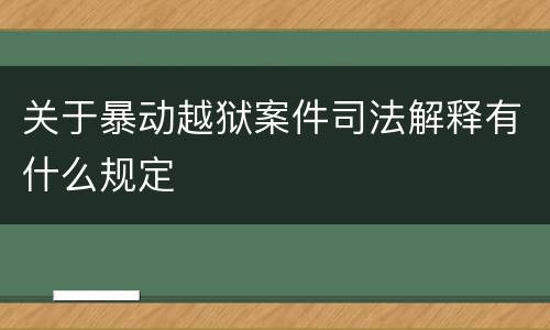 关于暴动越狱案件司法解释有什么规定