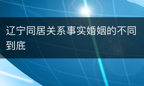 辽宁同居关系事实婚姻的不同到底