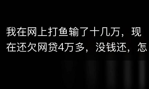 我在网上打鱼输了十几万，现在还欠网贷4万多，没钱还，怎么办