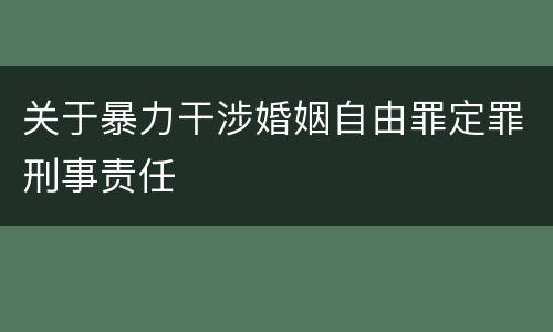 关于暴力干涉婚姻自由罪定罪刑事责任