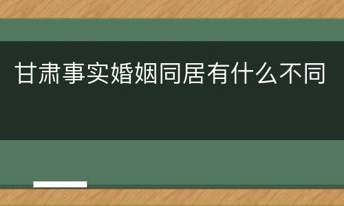 甘肃事实婚姻同居有什么不同