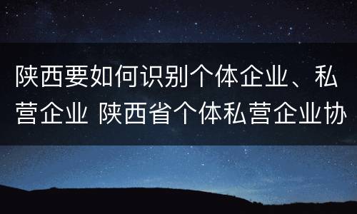 陕西要如何识别个体企业、私营企业 陕西省个体私营企业协会