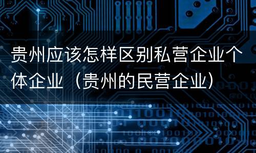 贵州应该怎样区别私营企业个体企业（贵州的民营企业）