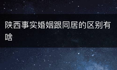 陕西事实婚姻跟同居的区别有啥