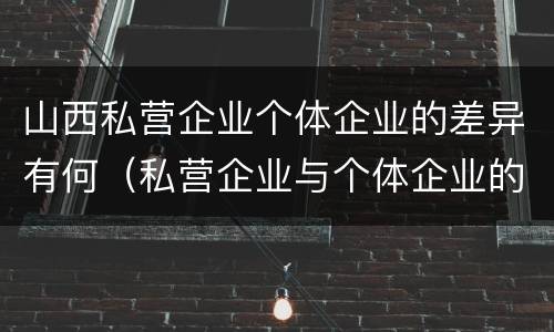 山西私营企业个体企业的差异有何（私营企业与个体企业的区别）