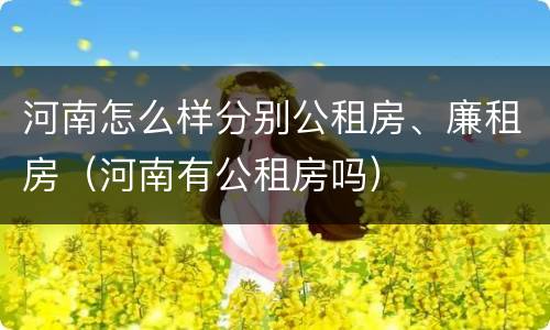 河南怎么样分别公租房、廉租房（河南有公租房吗）