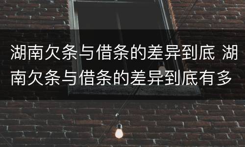 湖南欠条与借条的差异到底 湖南欠条与借条的差异到底有多大