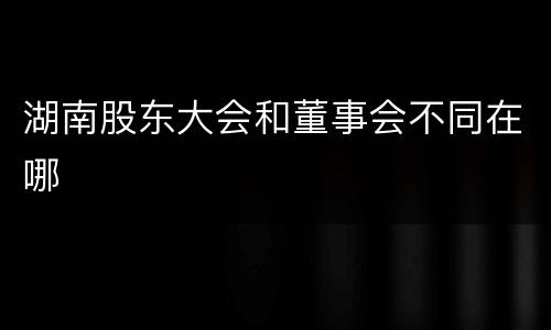 湖南股东大会和董事会不同在哪