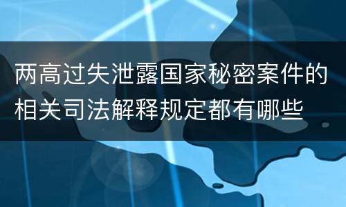 两高过失泄露国家秘密案件的相关司法解释规定都有哪些