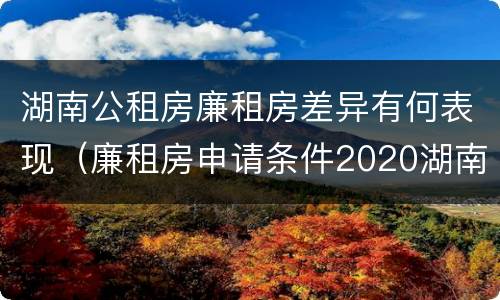 湖南公租房廉租房差异有何表现（廉租房申请条件2020湖南）