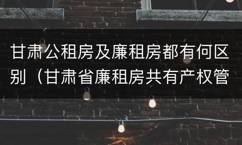 甘肃公租房及廉租房都有何区别（甘肃省廉租房共有产权管理办法）