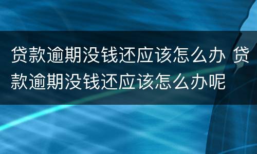 贷款逾期没钱还应该怎么办 贷款逾期没钱还应该怎么办呢